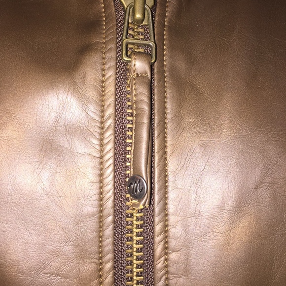 Miss Me Faux Leather Moto Zip Jacket SZ S Brown - Picture 6 of 8